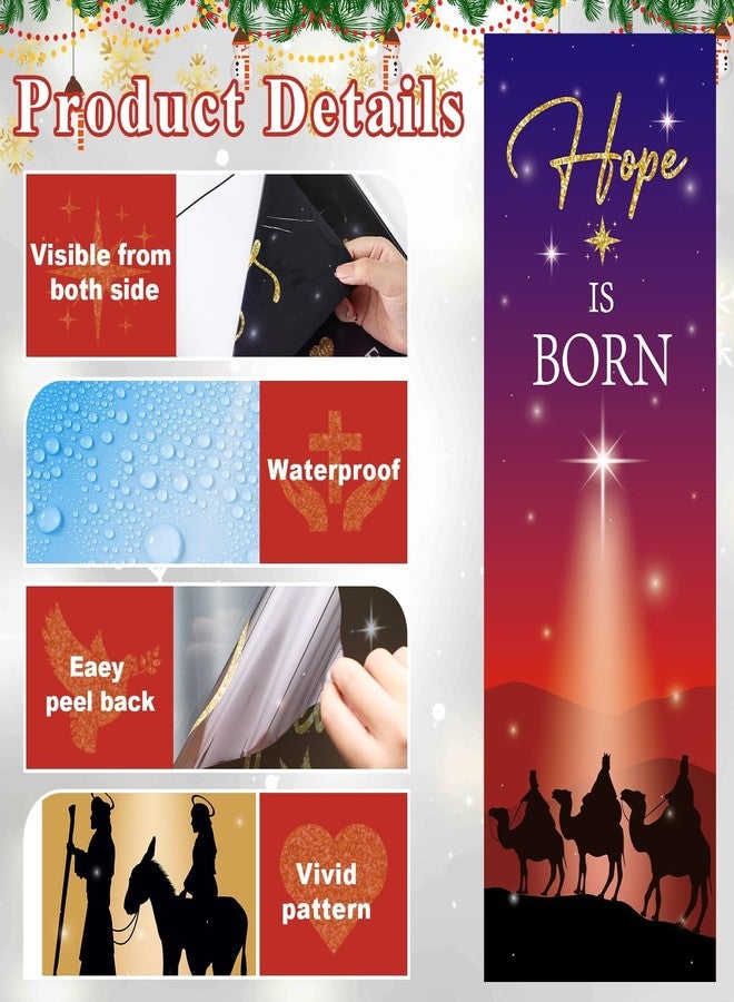 ojustbeok 4Pcs Christmas Nativity Large Window Clings Decorations Religious Jesus Christmas Window Decals Nativity Scene Love Hope Joy Peace Double-Side Stickers for Xmas Holiday Party Home Church School Decor - Image 5